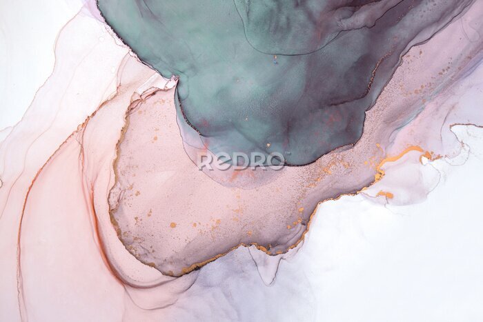 Sticker Alcohol ink sea texture. Contemporary art. Abstract art background. Multicolored bright texture. Fragment of artwork. Modern art. Inspired by the sky, as well as steam and smoke. Trendy wallpaper.