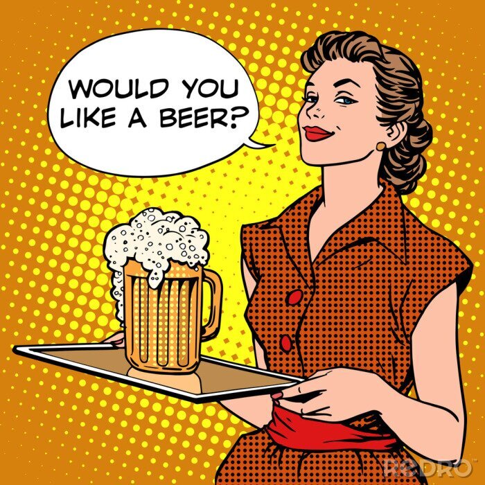 Sticker Alkoholische Getränke Comic-Grafik mit Bier