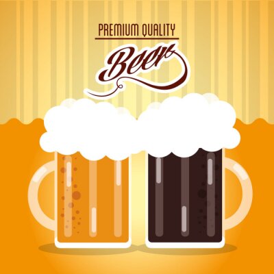 Sticker Alkoholische Getränke helles und dunkles Bier