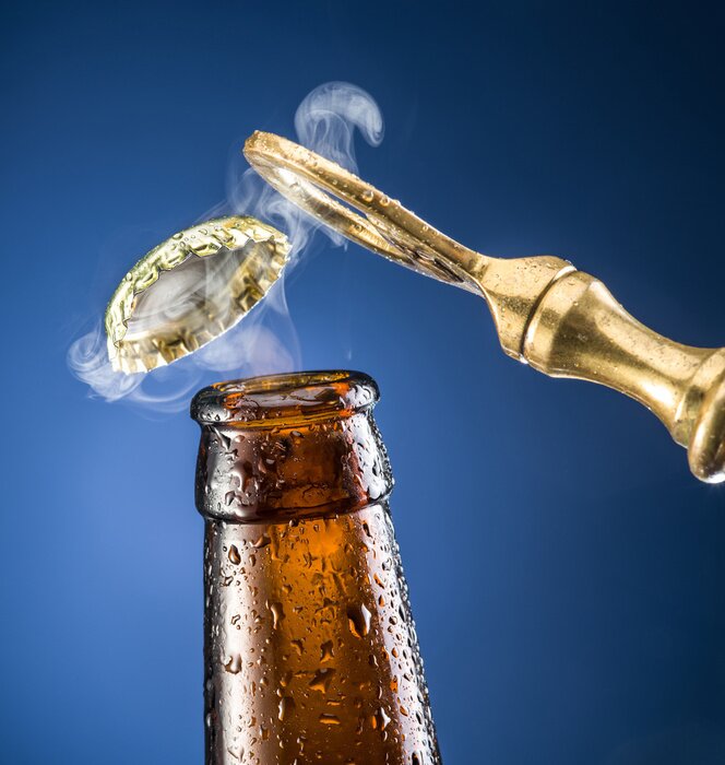 Sticker Alkoholische Getränke offene Flasche Bier