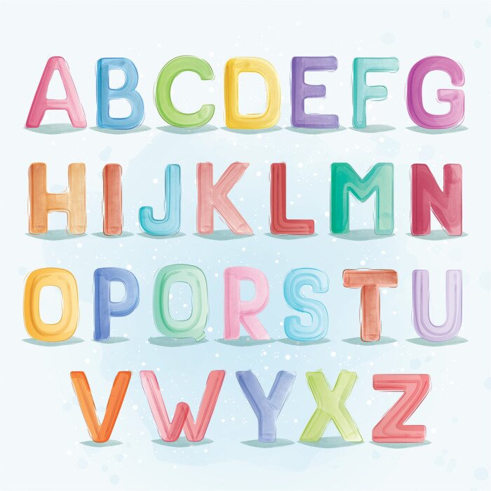 Sticker Alphabet für Kinder im Winterstil