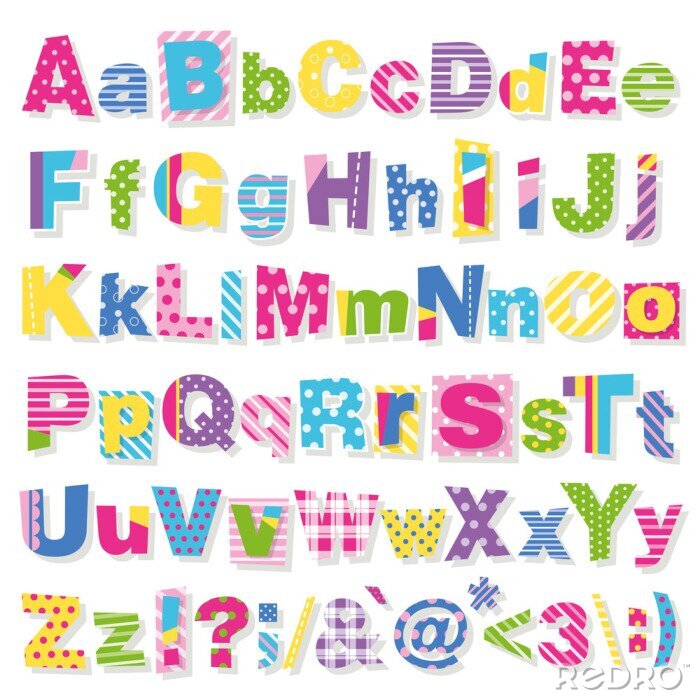 Sticker Alphabet für Kinder in einem fröhlichen Design
