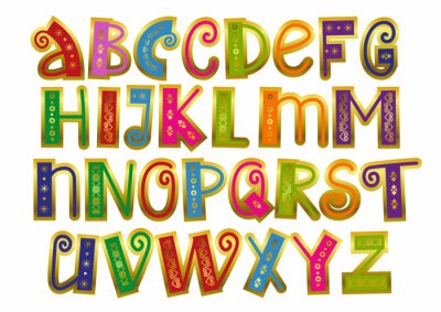 Sticker Alphabet für Kinder in märchenhaftem Stil