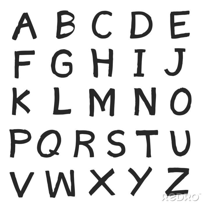 Sticker Alphabet in einfachen schwarzen Druckbuchstaben