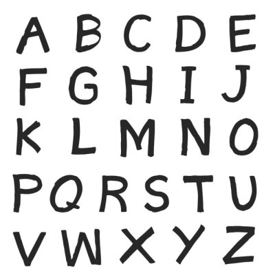 Sticker Alphabet in einfachen schwarzen Druckbuchstaben