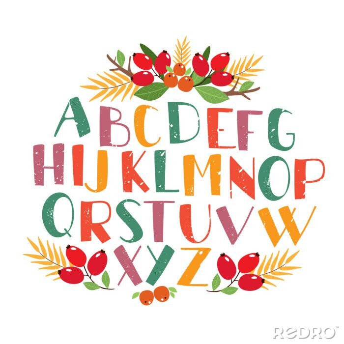 Sticker Alphabet in Herbstfarben
