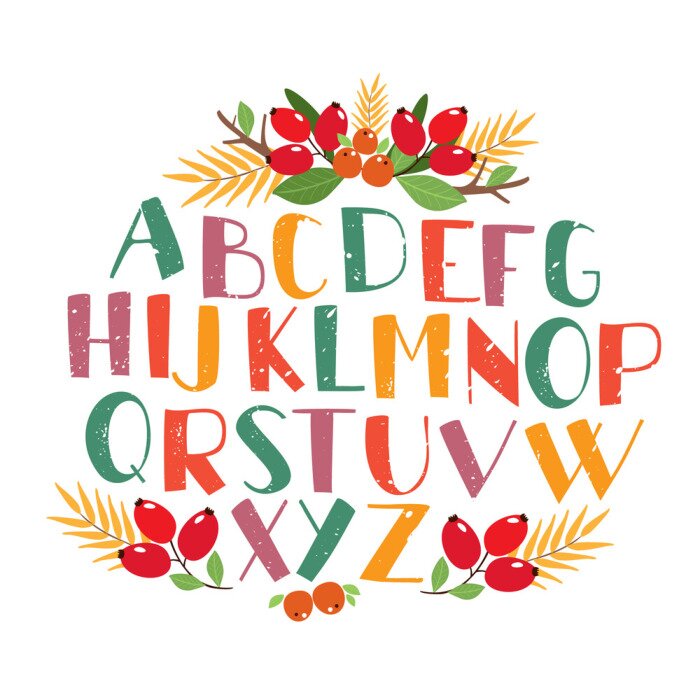 Sticker Alphabet in Herbstfarben