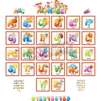 Sticker Alphabet mit Bildern für Kinder