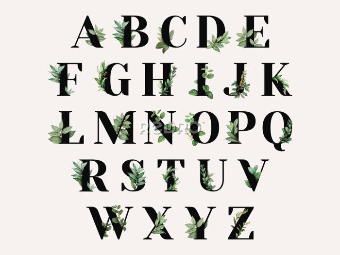 Sticker Alphabet mit floralen Details
