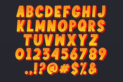 Sticker Alphabet und Zahlen auf schwarzem Hintergrund
