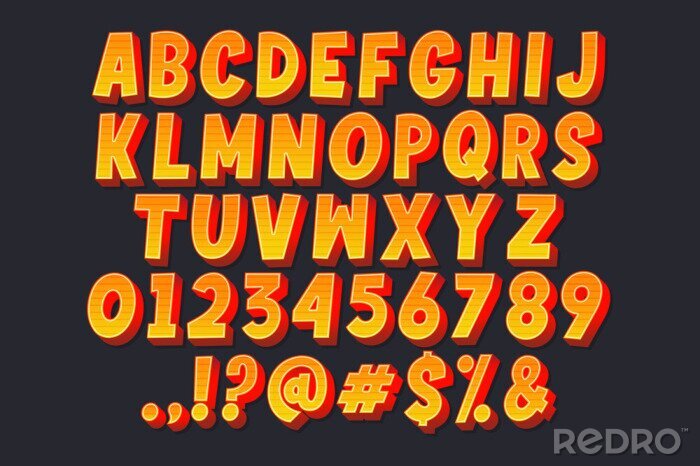 Sticker Alphabet und Zahlen auf schwarzem Hintergrund