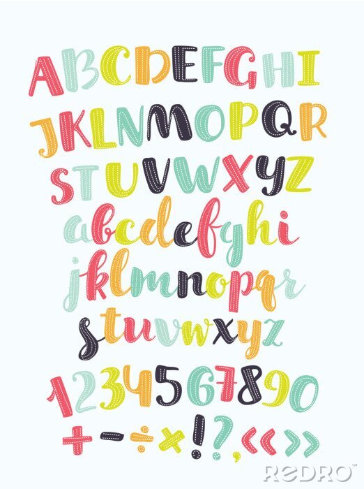 Sticker Alphabet und Zahlen in verschiedenen Farben