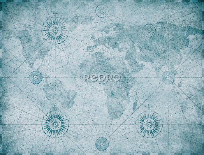 Sticker Alte Karte der Meereswelt