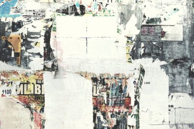 Sticker Alte Urban Straße Anschlagtafel Mit Heftigen Plakaten Und Aufklebern