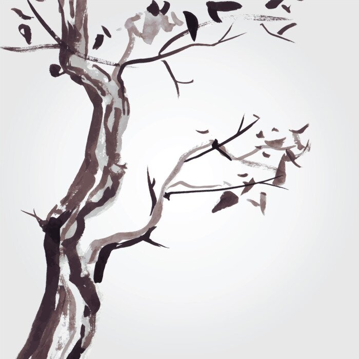 Sticker Alter Baum im chinesischen Stil.