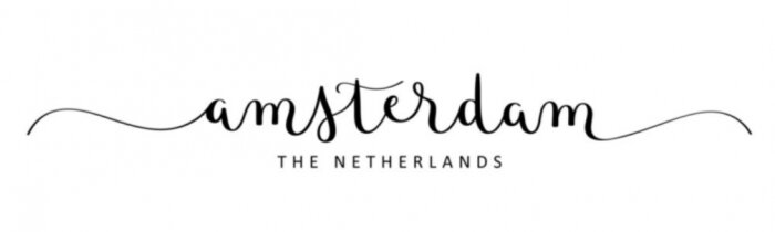Sticker AMSTERDAM black vector brush calligraphy banner
