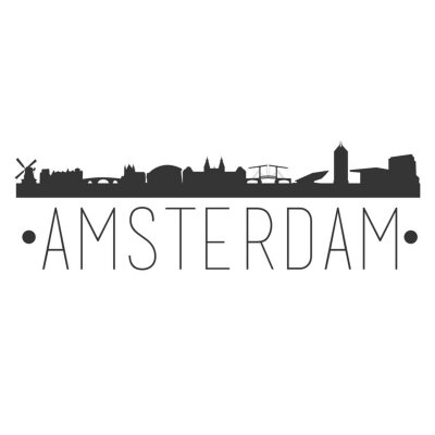 Sticker Amsterdam Holland City. Skyline Silhouette City Design Vector Famous Monuments.