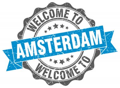 Sticker Amsterdam round ribbon seal
