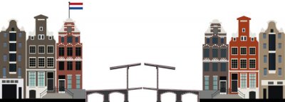 Sticker Amsterdam-Skyline mit niederländischer Flagge