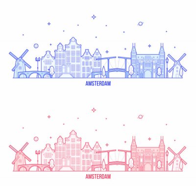 Sticker Amsterdam skyline Netherlands vector city building