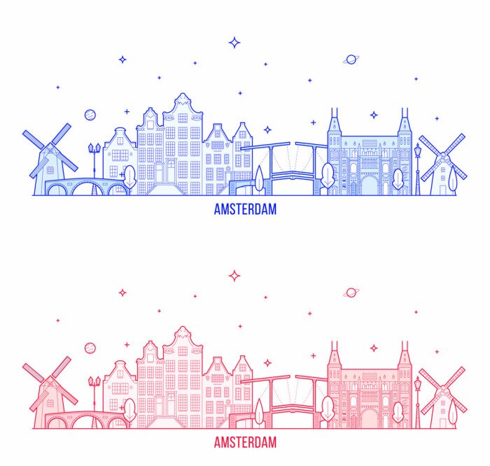 Sticker Amsterdam skyline Netherlands vector city building