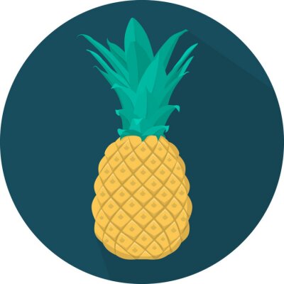 Sticker Ananas auf einem dunkelblauen kreisförmigen Hintergrund