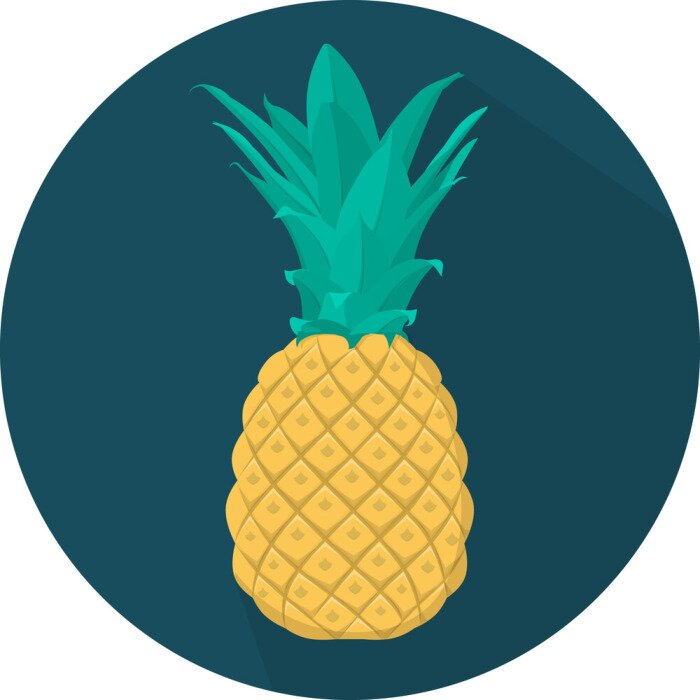 Sticker Ananas auf einem dunkelblauen kreisförmigen Hintergrund