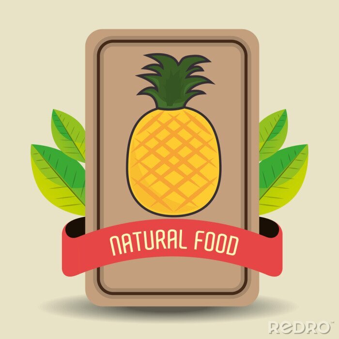 Sticker Ananas auf einer Karte mit Aufschrift