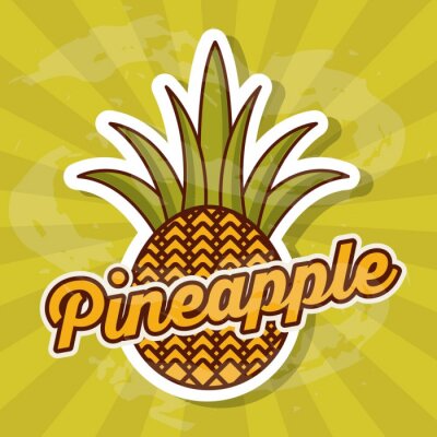 Sticker Ananas auf grünem Hintergrund Grafik