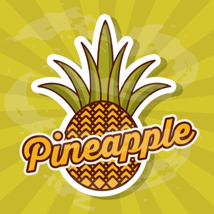 Sticker Ananas auf grünem Hintergrund Grafik