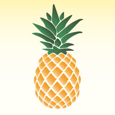 Sticker Ananas Illustrationen auf gelbem Hintergrund