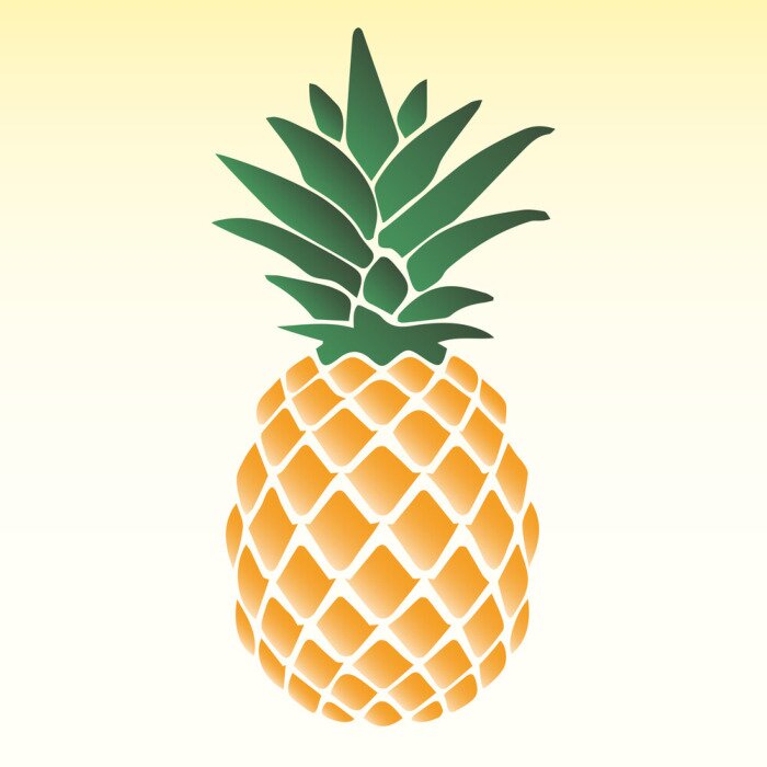 Sticker Ananas Illustrationen auf gelbem Hintergrund