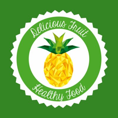 Sticker Ananas mit Aufschriften weiß-grüner Hintergrund