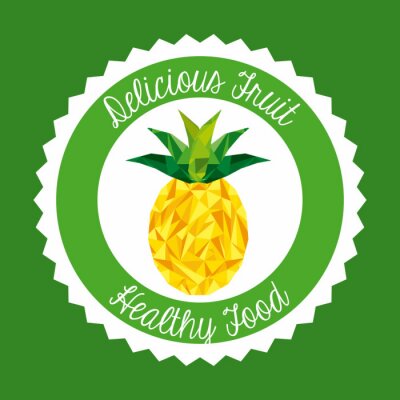 Sticker Ananas mit Aufschriften weiß-grüner Hintergrund