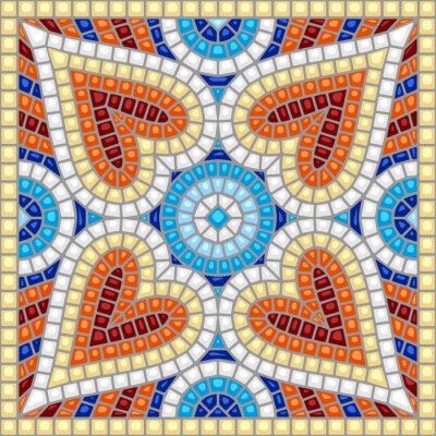 Sticker Ancient mosaic ceramic tile pattern.