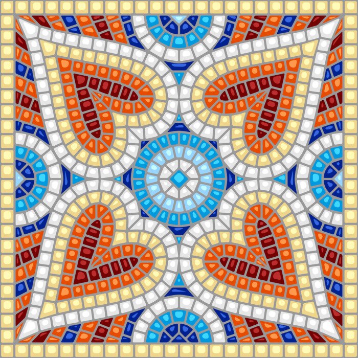 Sticker Ancient mosaic ceramic tile pattern.