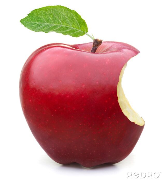 Sticker Angebissener Apfel auf weißem Hintergrund