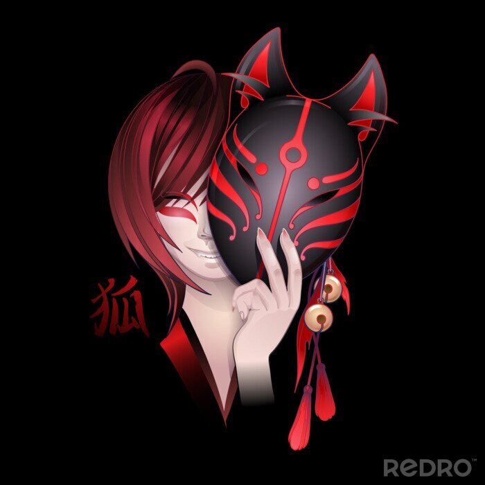 Sticker Anime mit einem Mädchen mit Maske