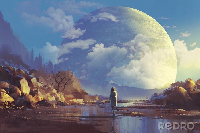 Sticker Ansicht der Fantasy-Welt