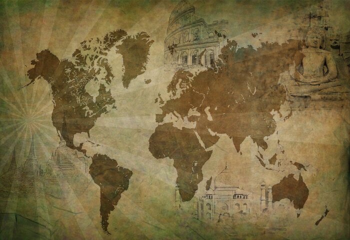 Sticker Antike Reisekarte