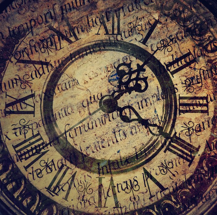 Sticker Antike Uhr mit Text