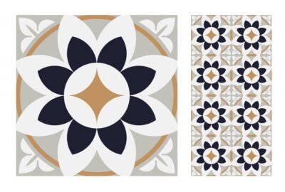 Sticker antikes nahtloses Design der Weinlesefliesenmuster in der Vektorillustration