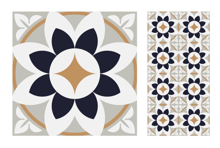 Sticker antikes nahtloses Design der Weinlesefliesenmuster in der Vektorillustration