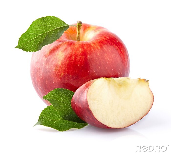 Sticker Apfel in Rot auf weißem Hintergrund