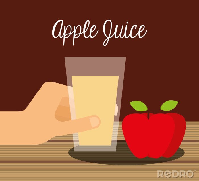 Sticker Apfelsaft und zwei Äpfel Grafik