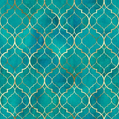 Aquarell abstraktes geometrisches nahtloses Muster. Arabische Fliesen. Kaleidoskop-Effekt. Vintage-Mosaikbeschaffenheit des Aquarells