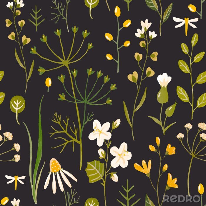 Sticker Aquarell Blumenvektormuster