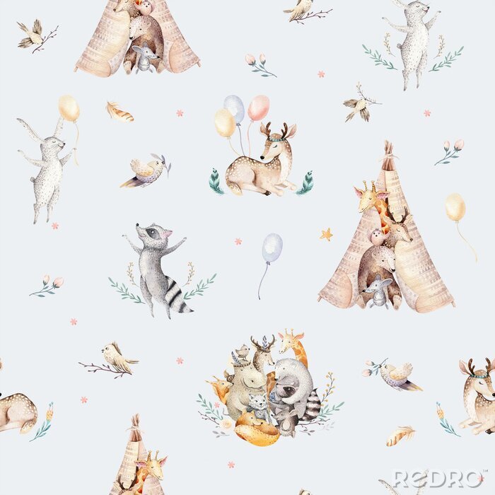 Sticker Aquarell Boho Waldtiere