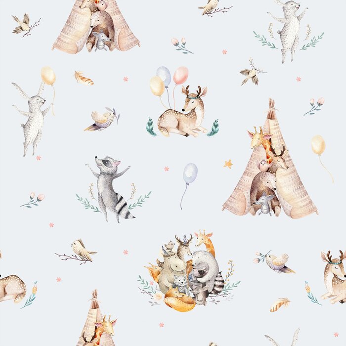 Sticker Aquarell Boho Waldtiere