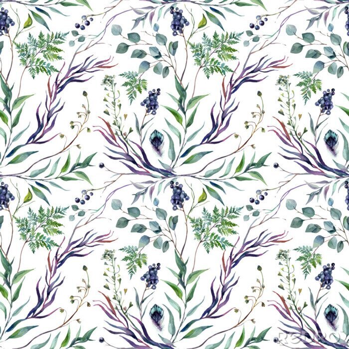 Sticker Aquarell Botanical Greneery Pattern
